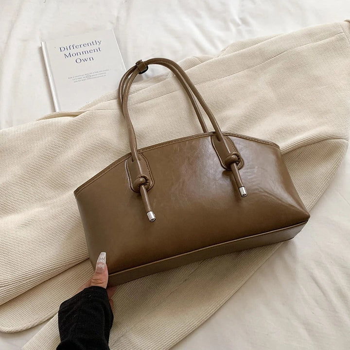 Valantomode | Aria Archival Baguette – Premium Vegan Leather Slim Shoulder Bag with Silver-Tone Accents