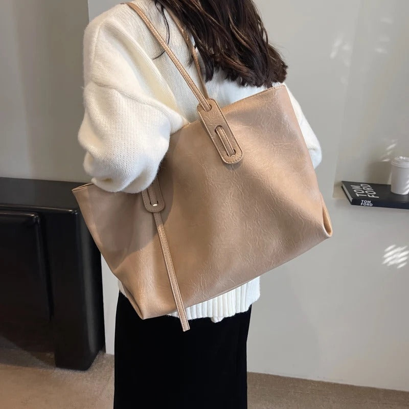 Valantomode | Grand Horizon XL Business Tote – Premium Vegan Leather Oversized Shoulder Bag