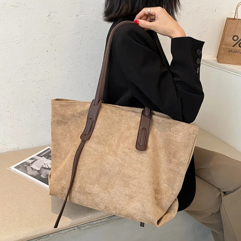 Valantomode | The Moss Suede Executive – Women's Premium Oversized Soft-Touch Tote Bag