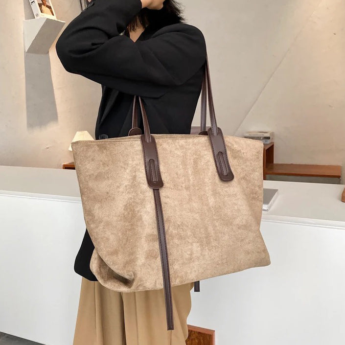 Valantomode | The Moss Suede Executive – Women's Premium Oversized Soft-Touch Tote Bag