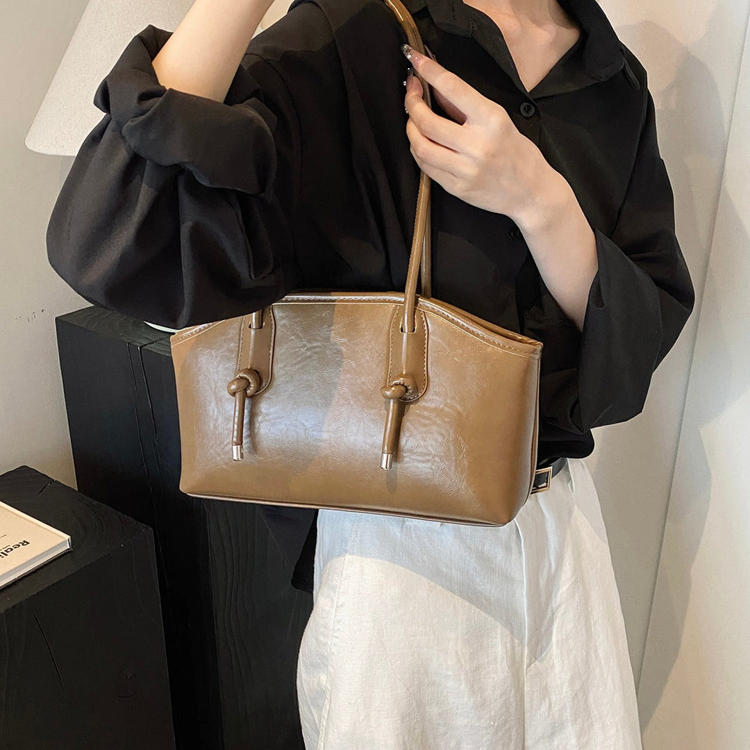 Valantomode | Aria Archival Baguette – Premium Vegan Leather Slim Shoulder Bag with Silver-Tone Accents