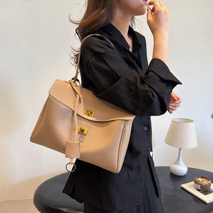 Valantomode | Apex Commuter Garrison – Premium Vegan Leather Structured Tote with Gold-Tone Turn-Lock