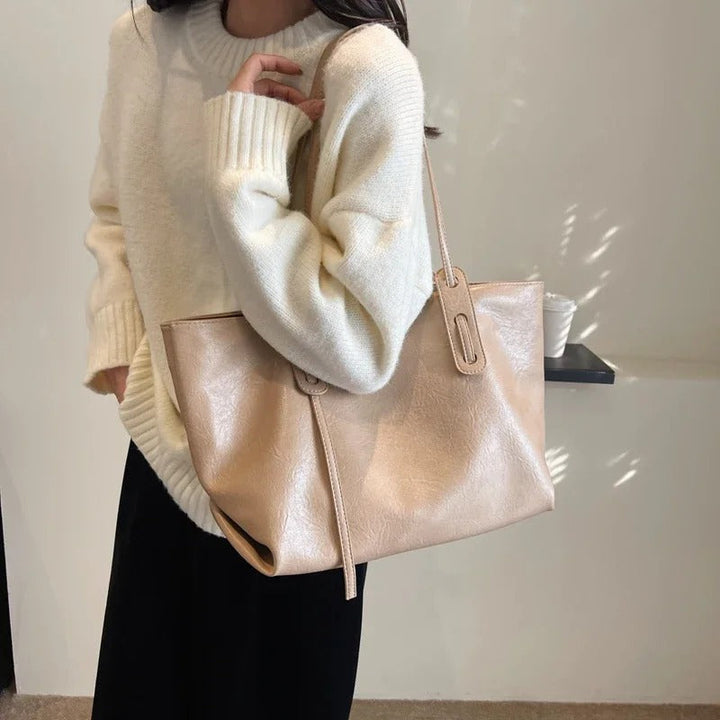 Valantomode | Grand Horizon XL Business Tote – Premium Vegan Leather Oversized Shoulder Bag