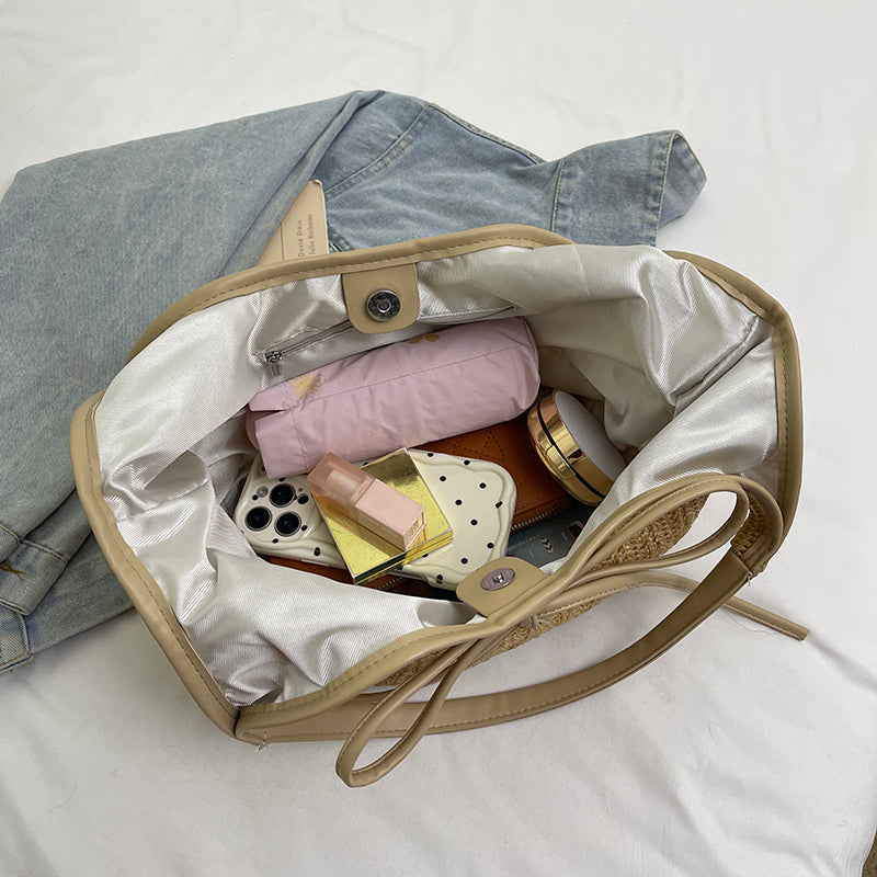 Valantomode | Odyssey Artisan Garrison – Premium Woven Straw & Vegan Leather Large Summer Tote