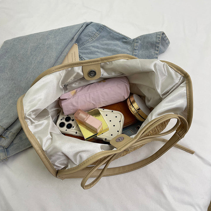 Valantomode | Odyssey Artisan Garrison – Premium Woven Straw & Vegan Leather Large Summer Tote