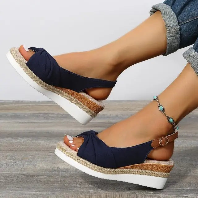 Valantomode | Women's Espadrille Wedge Sandals with Knot Design