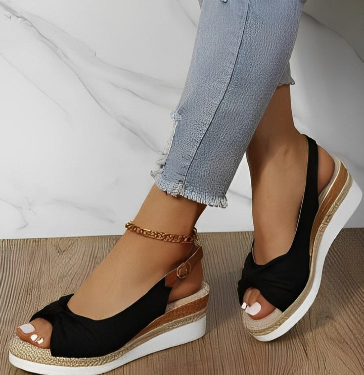 Valantomode | Espadrille Wedge Sandals with Knot Design