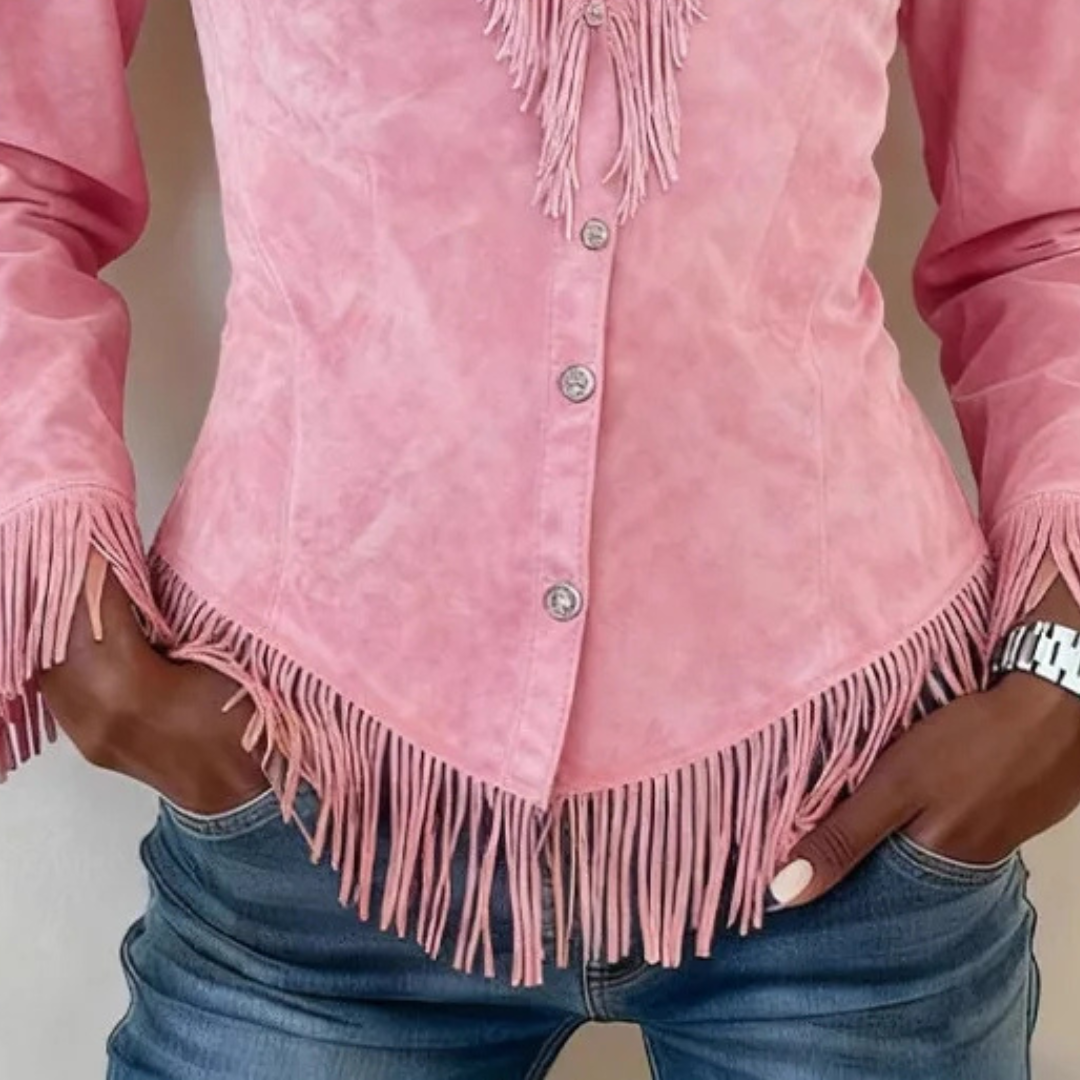 Valantomode | Blouse with Fringe and Button-Up Design