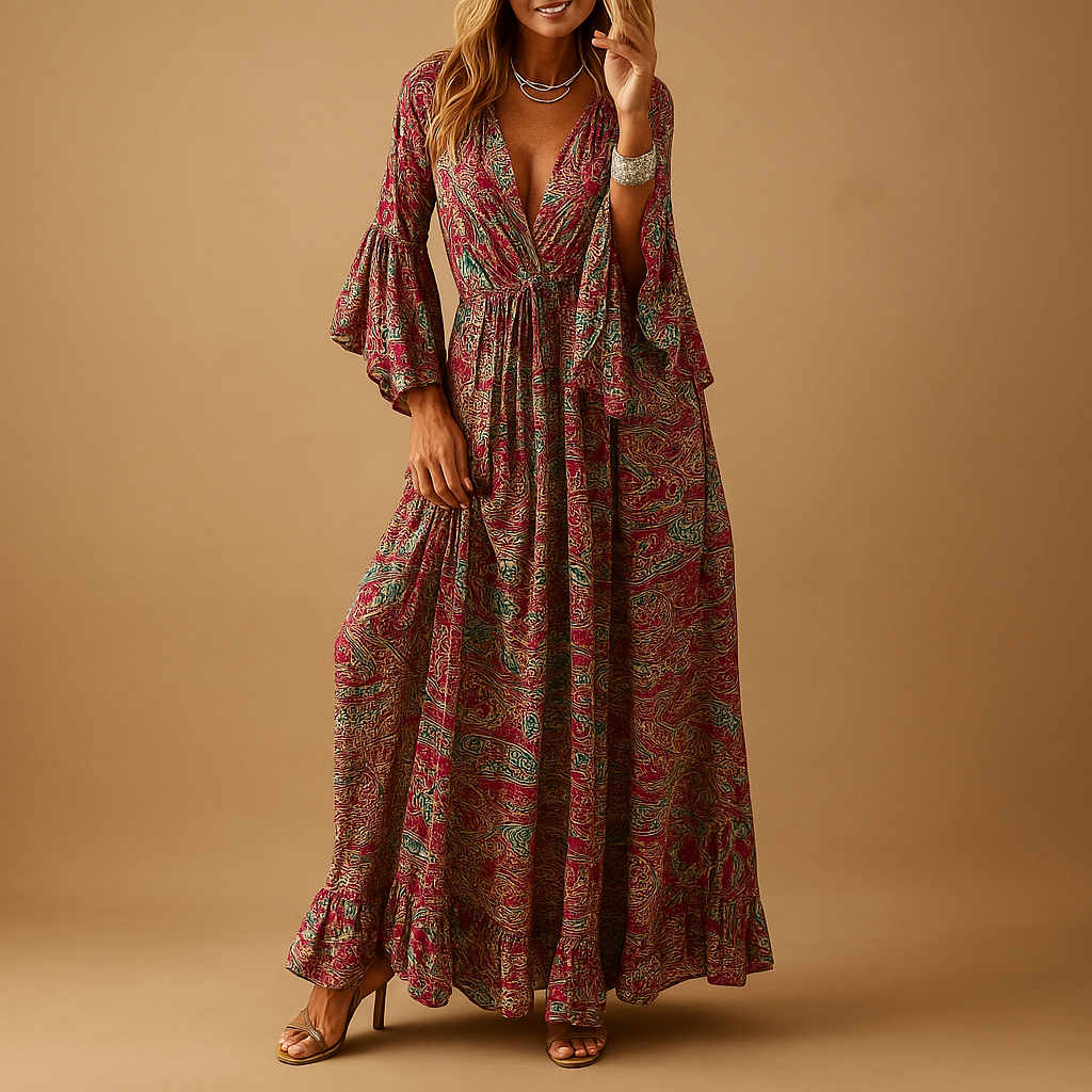 Valantomode | Bohemian Long Dress for Effortless Summer Style