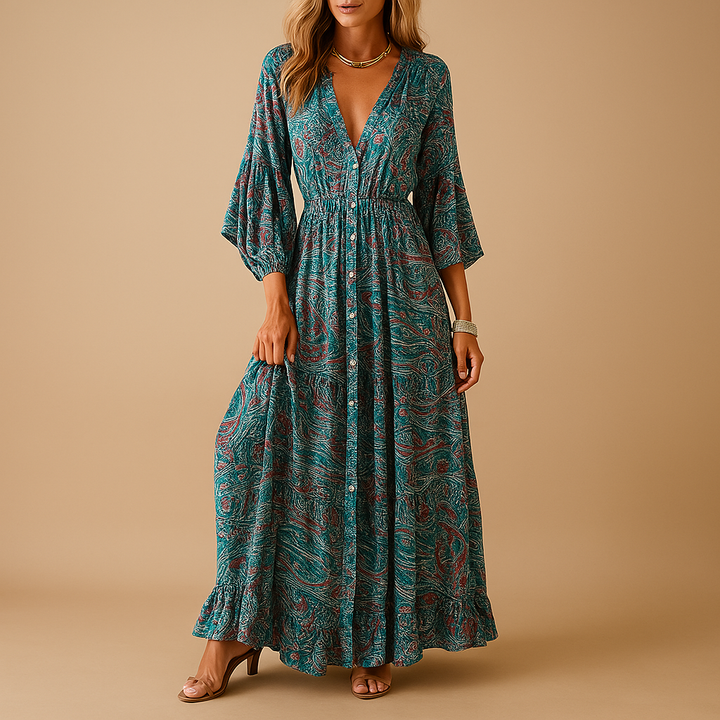 Valantomode | Bohemian Long Dress for Effortless Summer Style