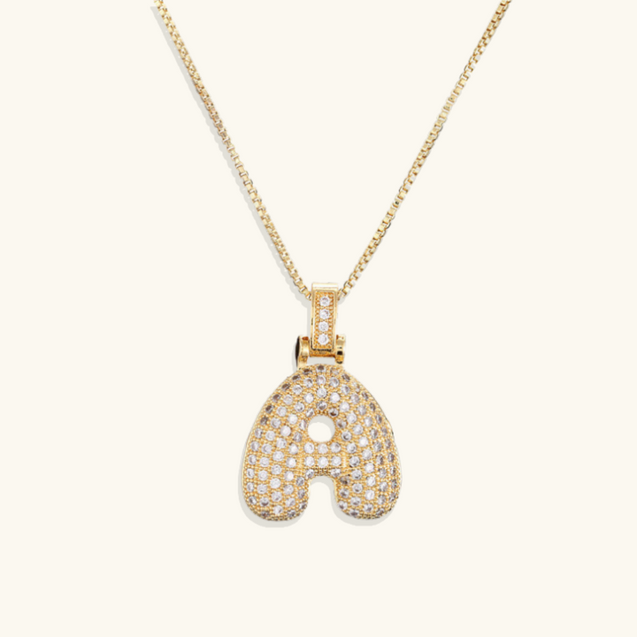 Valantomode | Plated Letter Luxe Necklace with Alphanumeric Architecture and Refractive Assets