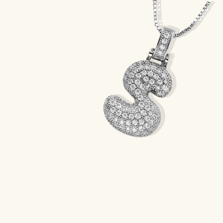 Valantomode | Plated Letter Luxe Necklace with Alphanumeric Architecture and Refractive Assets