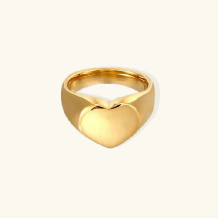 Valantomode | Heavyweight Plated Heart Motif Dome Ring for Women