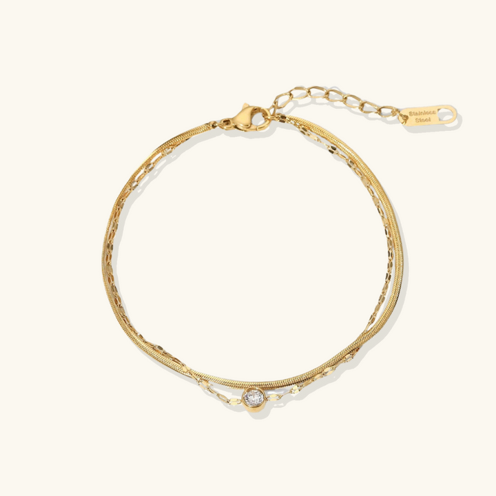 Valantomode | Gold Plated Dual Layer Bracelet for Women – Ladies Jewelry