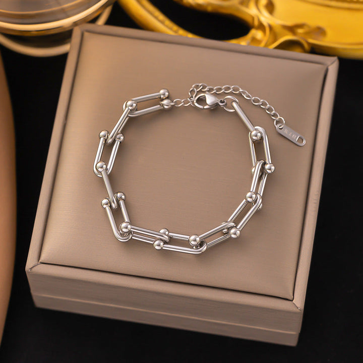 Valantomode | Heavyweight Gold Plated Link Bracelet for Women