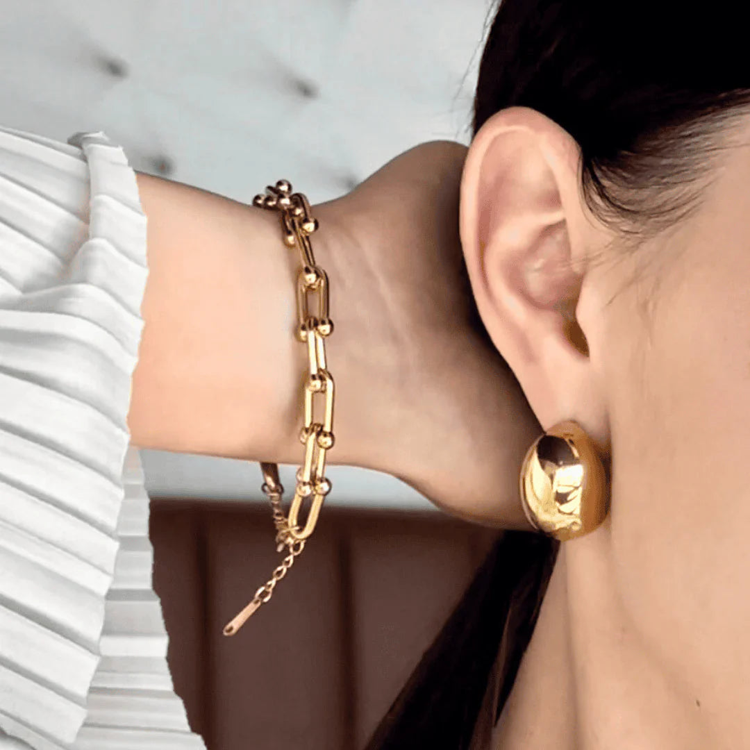 Valantomode | Heavyweight Gold Plated Link Bracelet for Women