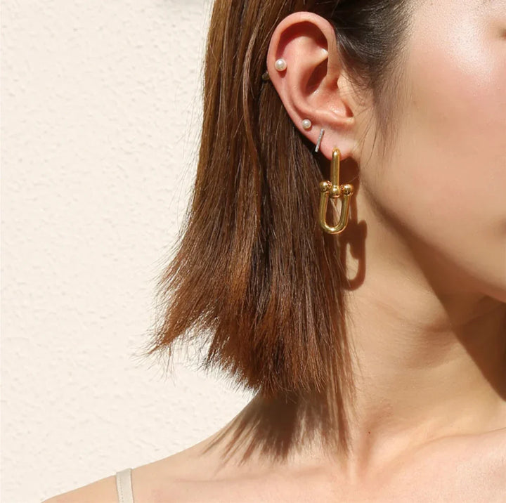 Valantomode | Gold Plated Interlocking Link Earrings for Women
