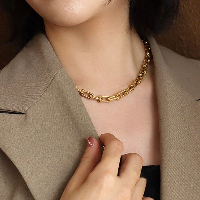 Valantomode | Heavyweight Gold Plated Link Necklace for Women