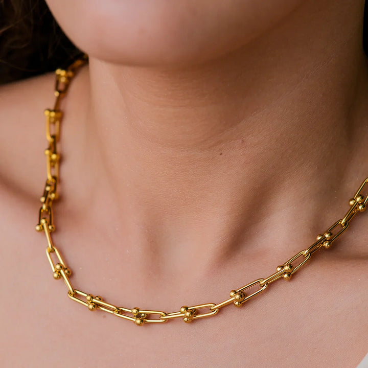 Valantomode | Heavyweight Gold Plated Link Necklace for Women