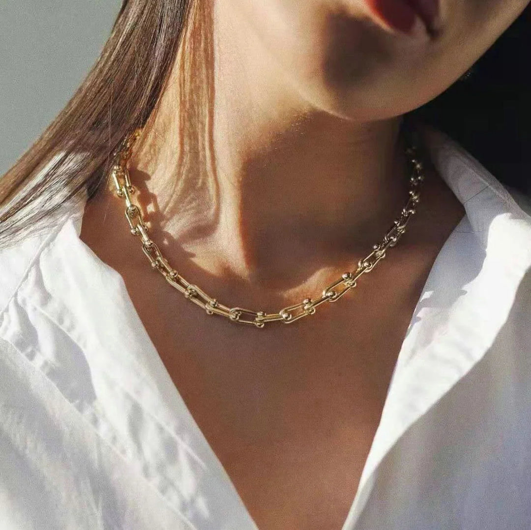 Valantomode | Heavyweight Gold Plated Link Necklace for Women