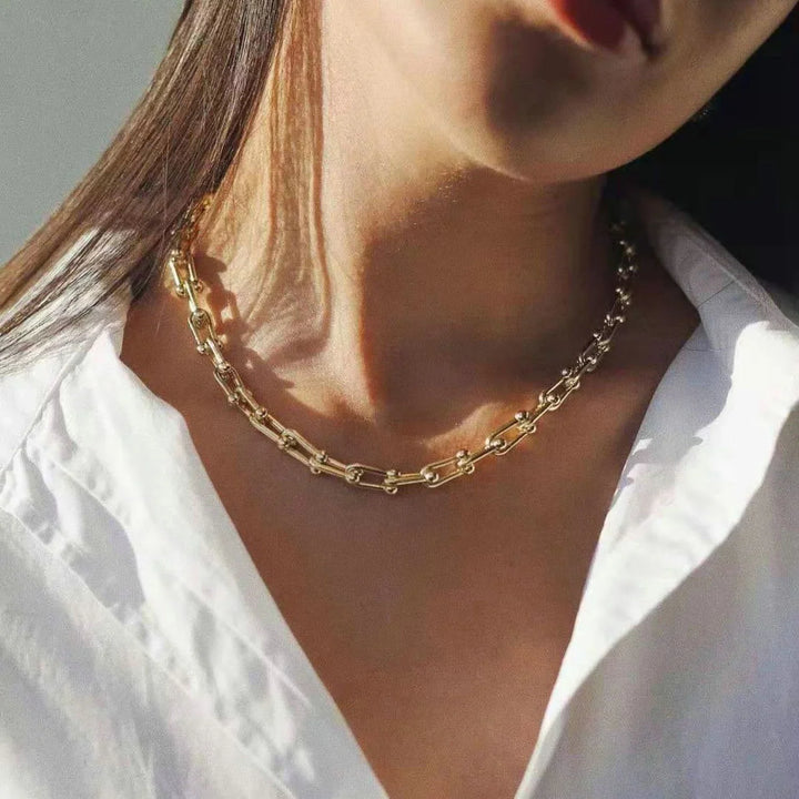 Valantomode | Heavyweight Gold Plated Link Necklace for Women