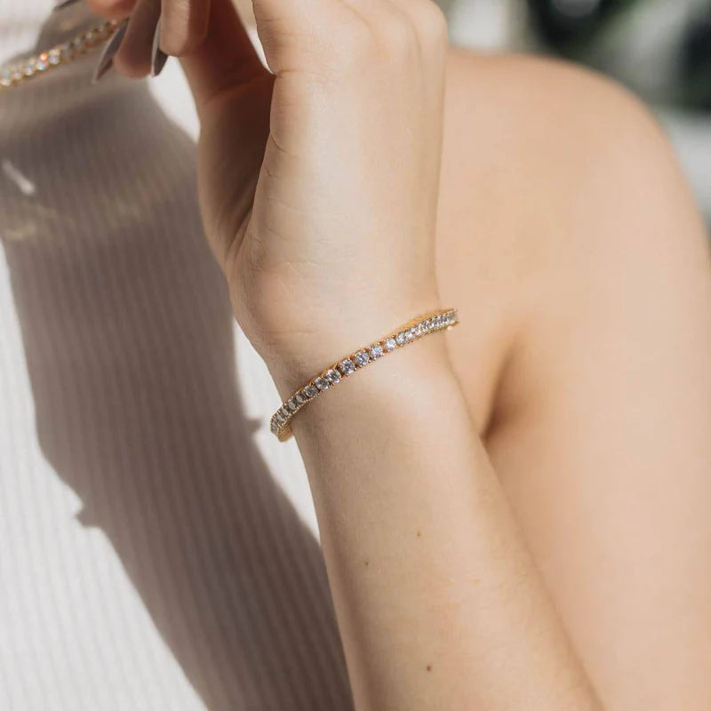 Valantomode | Gold Plated Radiant Tennis Bracelet for Women