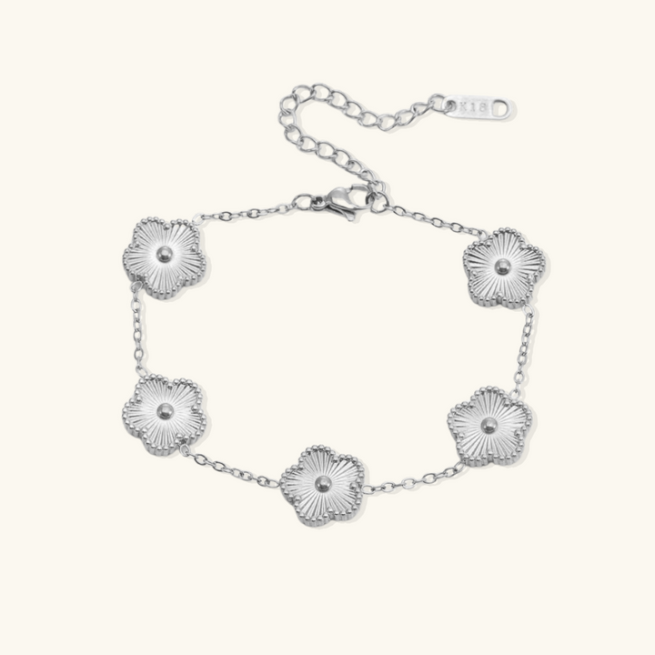 Valantomode | Gold Plated Textured Clover Bracelet for Women
