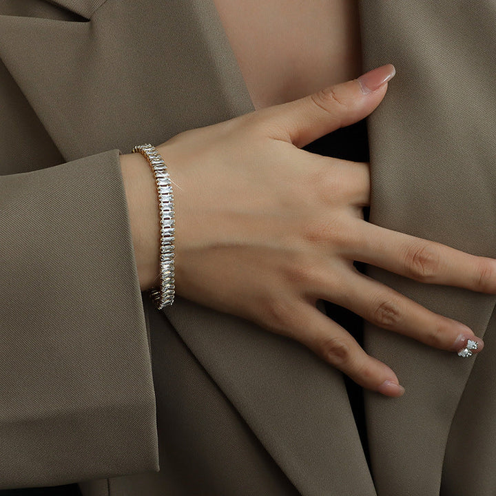 Valantomode | Gold Plated Baguette Diamond Bracelet for Women