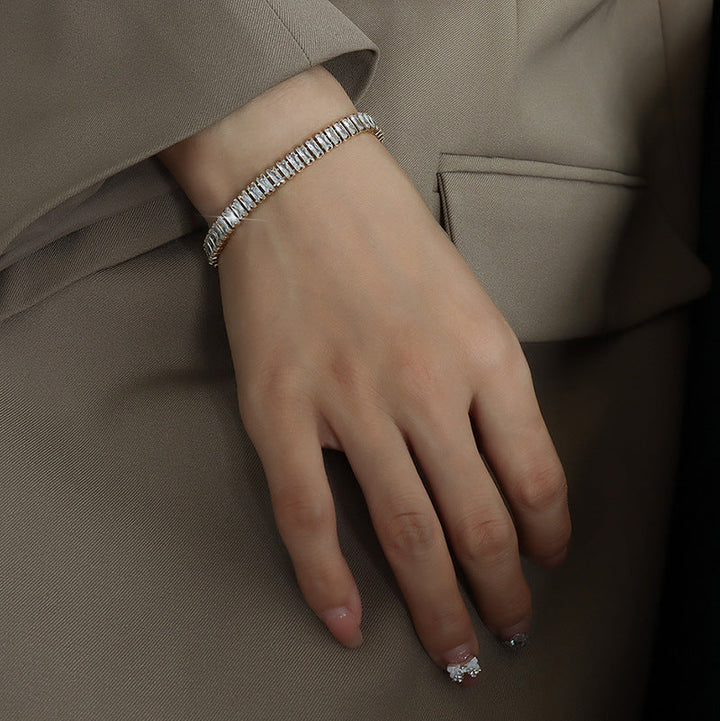 Valantomode | Gold Plated Baguette Diamond Bracelet for Women