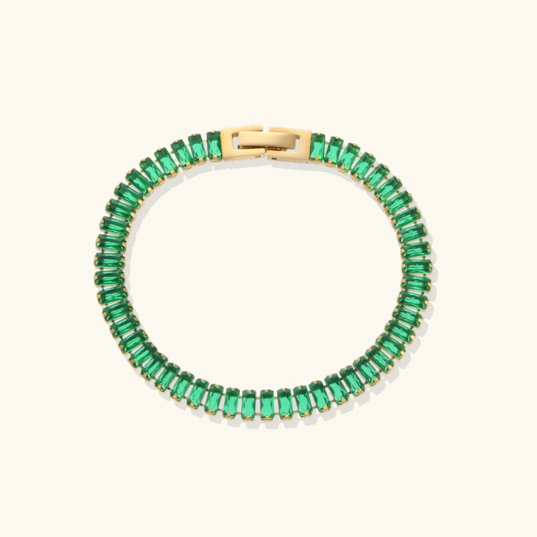 Valantomode | Gold Plated Baguette Diamond Bracelet for Women