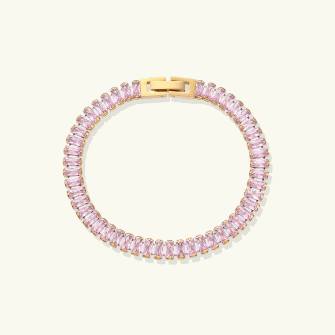 Valantomode | Gold Plated Baguette Diamond Bracelet for Women