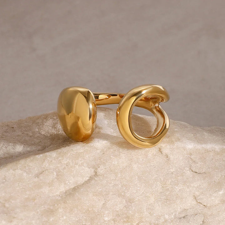 Valantomode | Plated Sculptural Ribbon Open Ring for Women