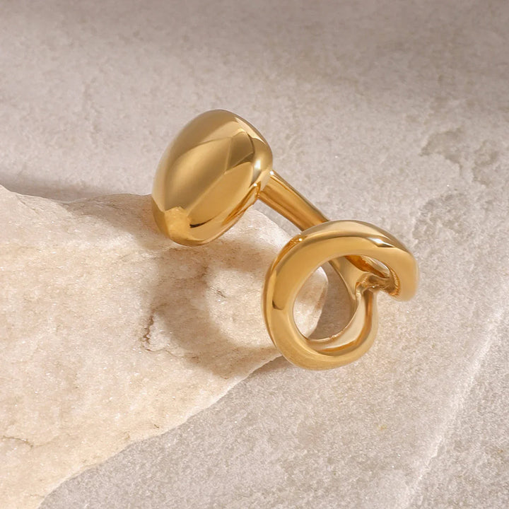 Valantomode | Plated Sculptural Ribbon Open Ring for Women