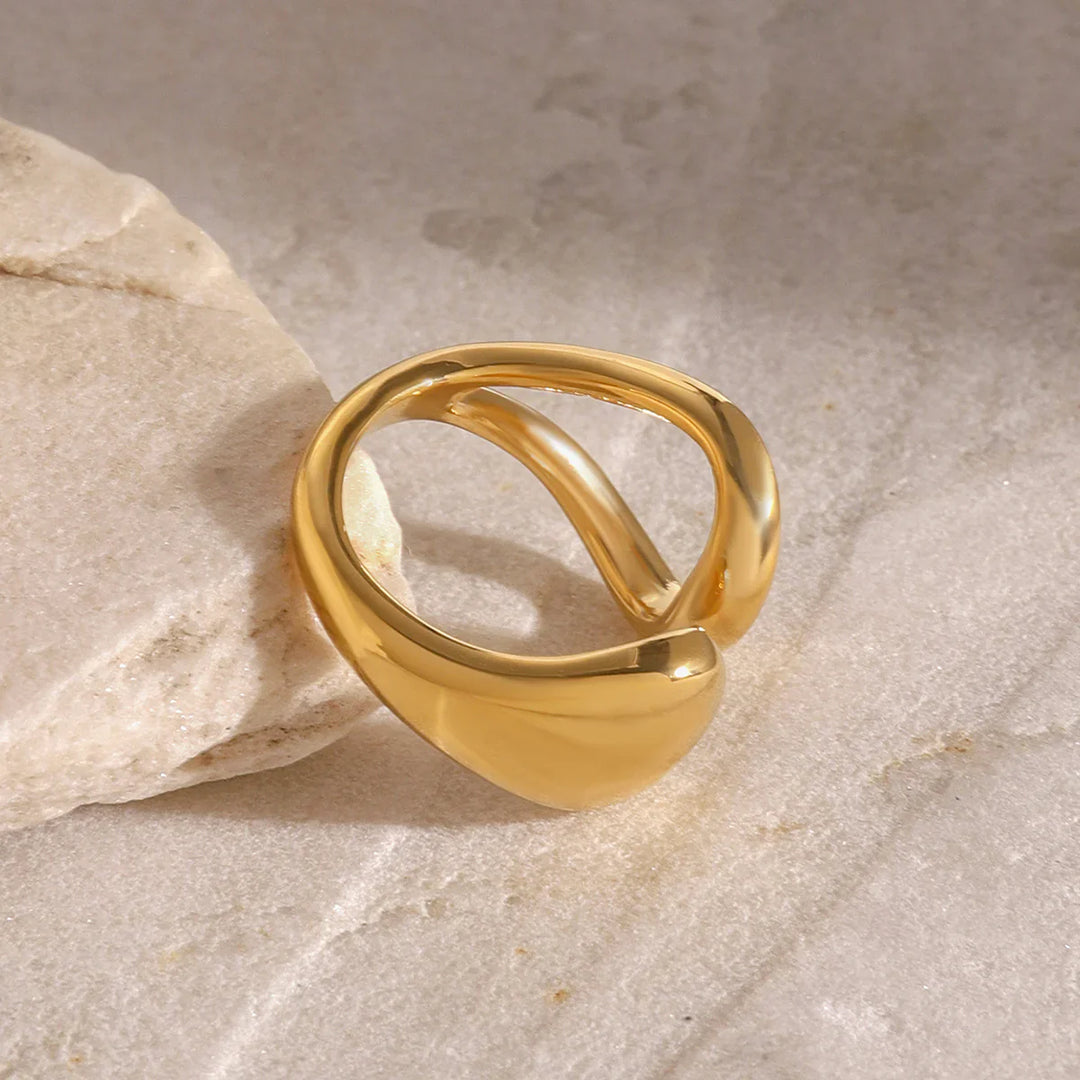 Valantomode | Plated Sculptural Ribbon Open Ring for Women