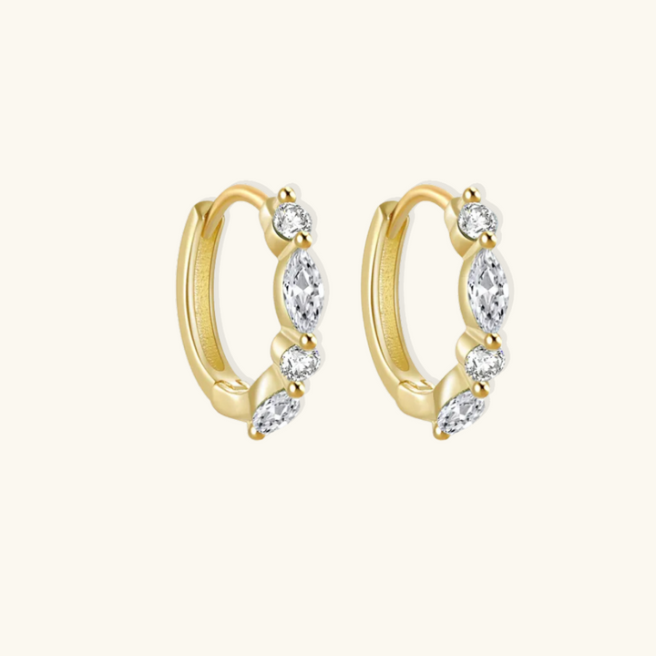 Valantomode | S925 Sterling Silver Plated Hoop Earrings with Marquise-Cut Refractive Assets