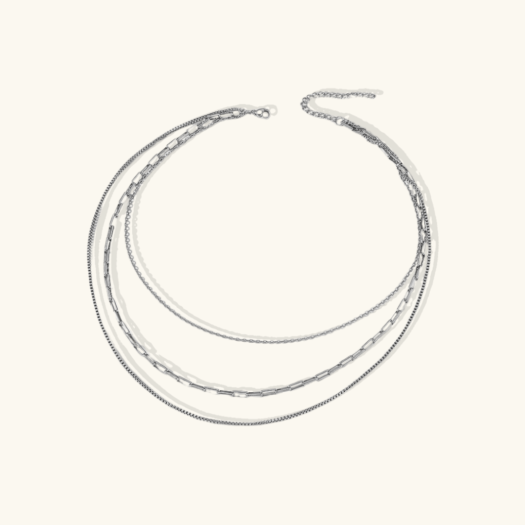 Valantomode | Gold Plated Triple Layered Necklace for Women