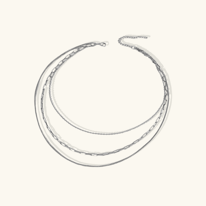 Valantomode | Gold Plated Triple Layered Necklace for Women