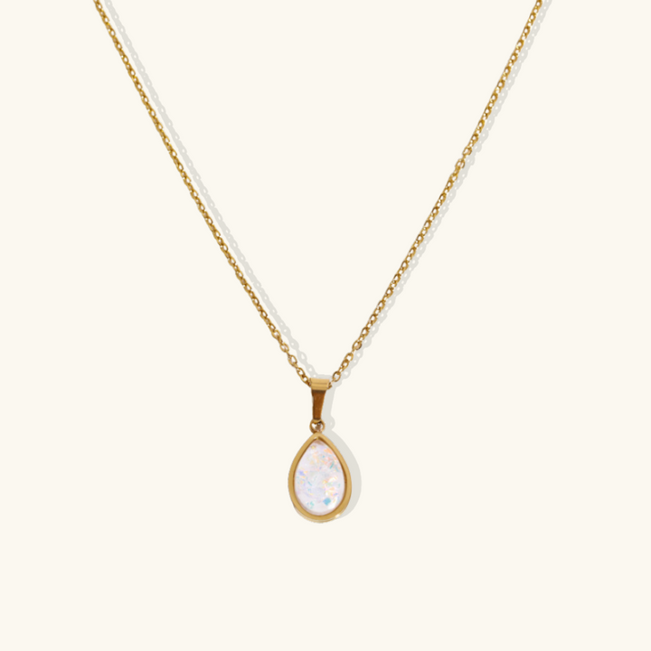 Valantomode | Plated Teardrop Necklace with Refractive Opalescent Asset for Women