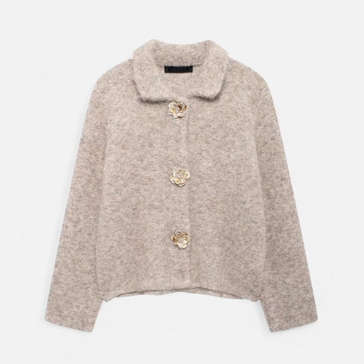 Valantomode | Women’s Floral Cardigan – Artisanal Knit & Botanical Sophistication