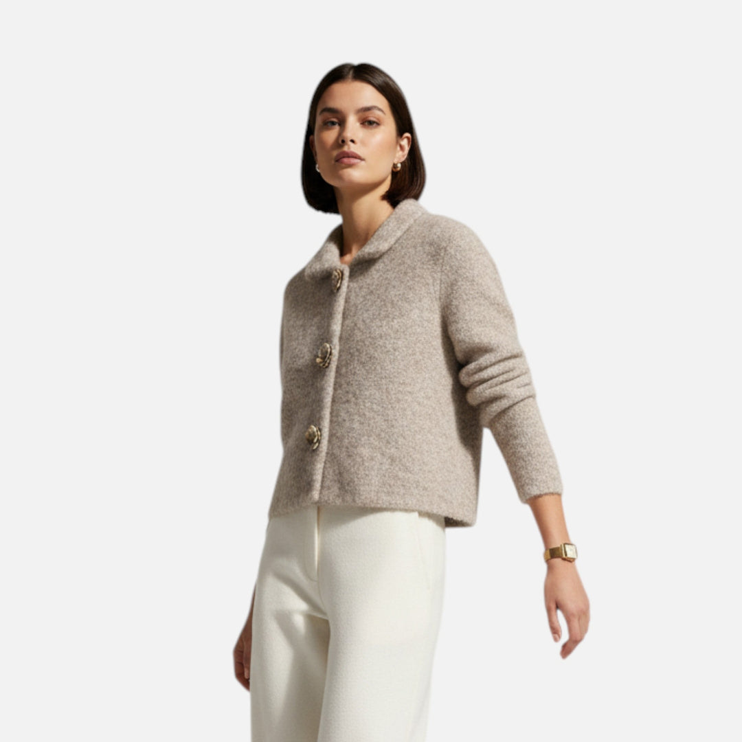 Valantomode | Women’s Floral Cardigan – Artisanal Knit & Botanical Sophistication