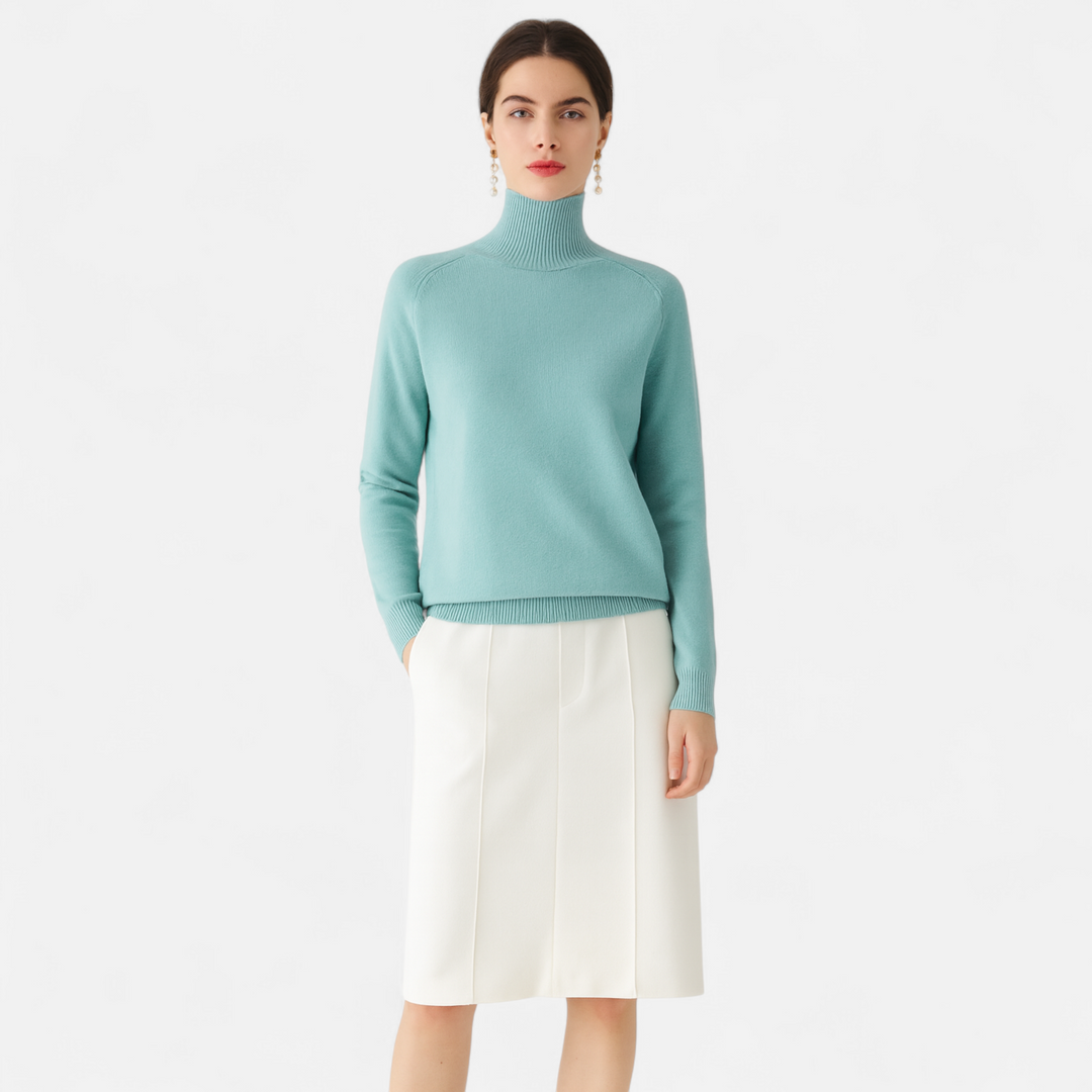 Valantomode | Women’s Mock-Neck Sweater – Sculpted Knit & Executive Minimalisme