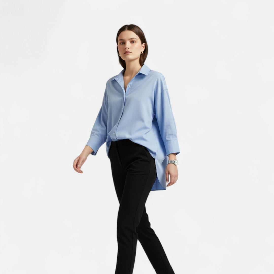 Valantomode | Women’s Essential White Blouse – Crisp Architecture & Executive Purity