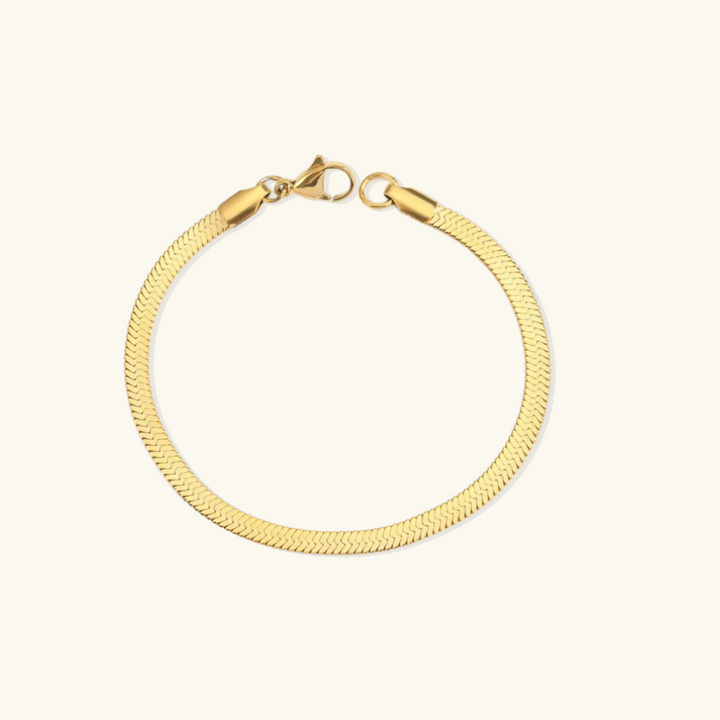 Valantomode | Plated Hailey Herringbone Bracelet with Imbricated V-Link Architecture