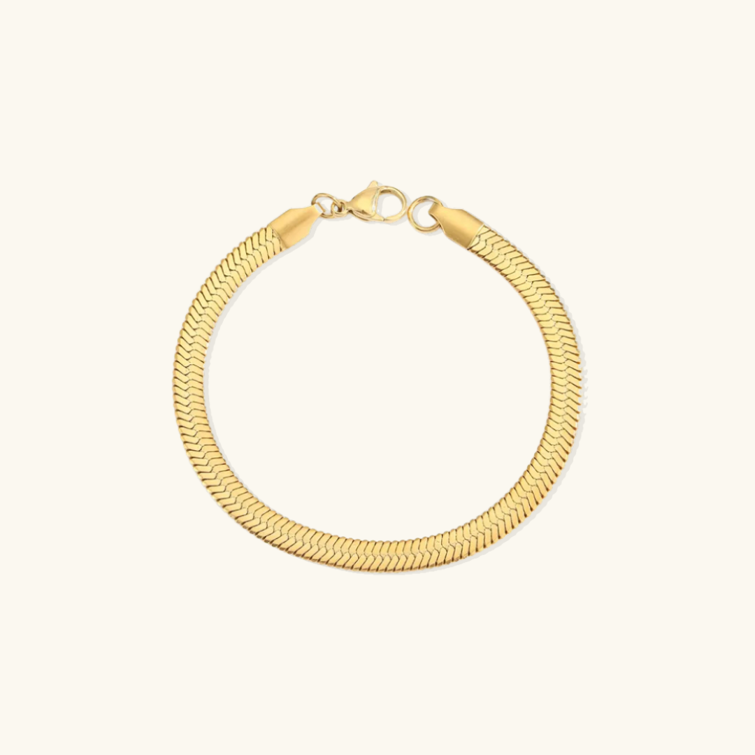 Valantomode | Plated Hailey Herringbone Bracelet with Imbricated V-Link Architecture