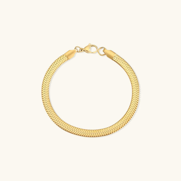 Valantomode | Plated Hailey Herringbone Bracelet with Imbricated V-Link Architecture