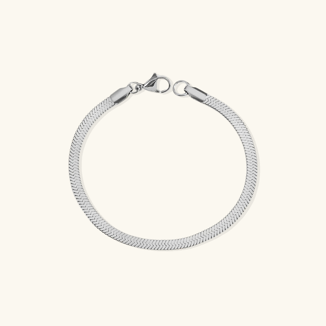 Valantomode | Plated Hailey Herringbone Bracelet with Imbricated V-Link Architecture