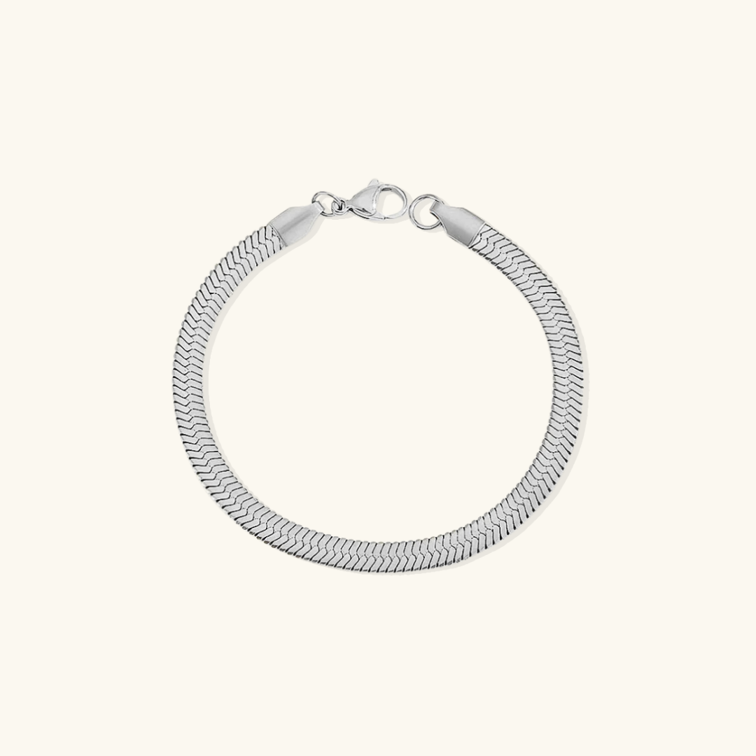 Valantomode | Plated Hailey Herringbone Bracelet with Imbricated V-Link Architecture