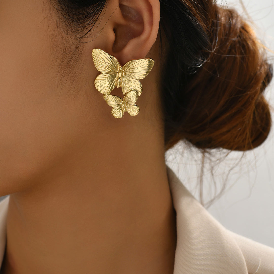 Valantomode | Heavyweight Plated Butterfly Motif Earrings for Women