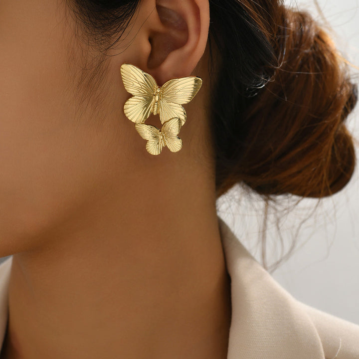 Valantomode | Heavyweight Plated Butterfly Motif Earrings for Women
