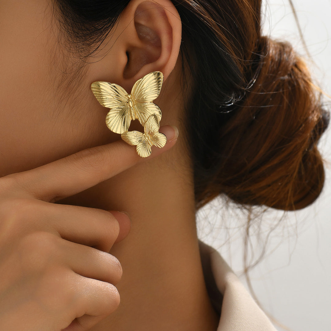 Valantomode | Heavyweight Plated Butterfly Motif Earrings for Women